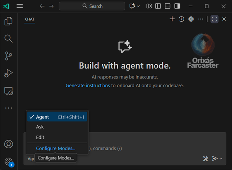 Agent menu, then Configure Modes
